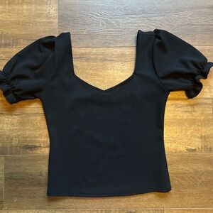 Elegant Black Puff Sleeve Top